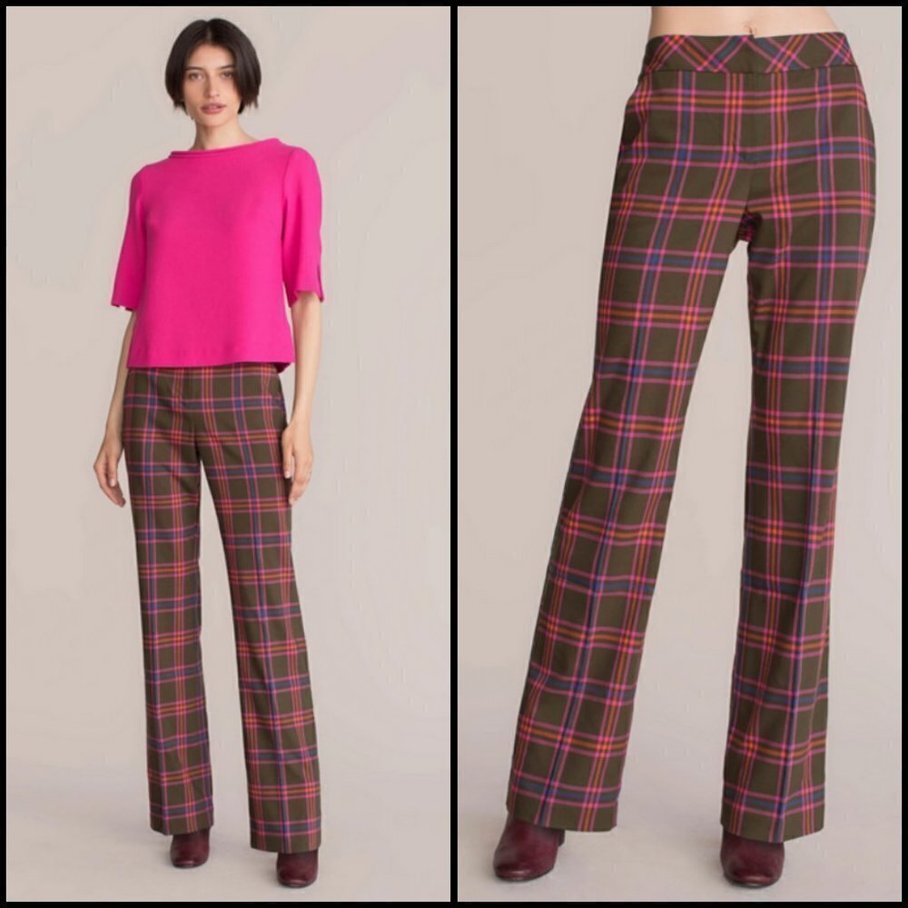 💕TRINA TURK💕 Danno Pant - Multi-Color Parker Plaid Print 4 NWT
